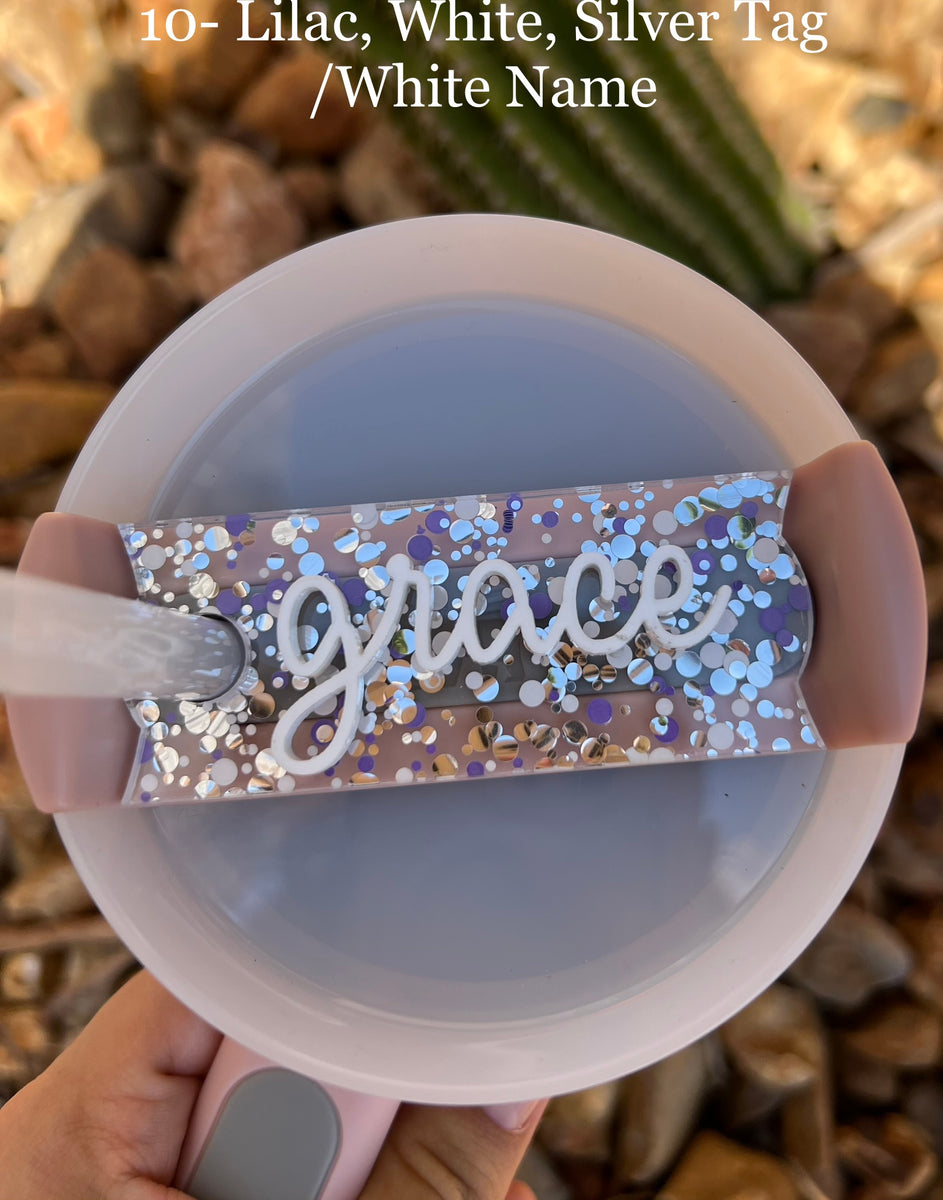 Glitter Acrylic Personalized Tumbler Name Plate, Stanley Name Tag