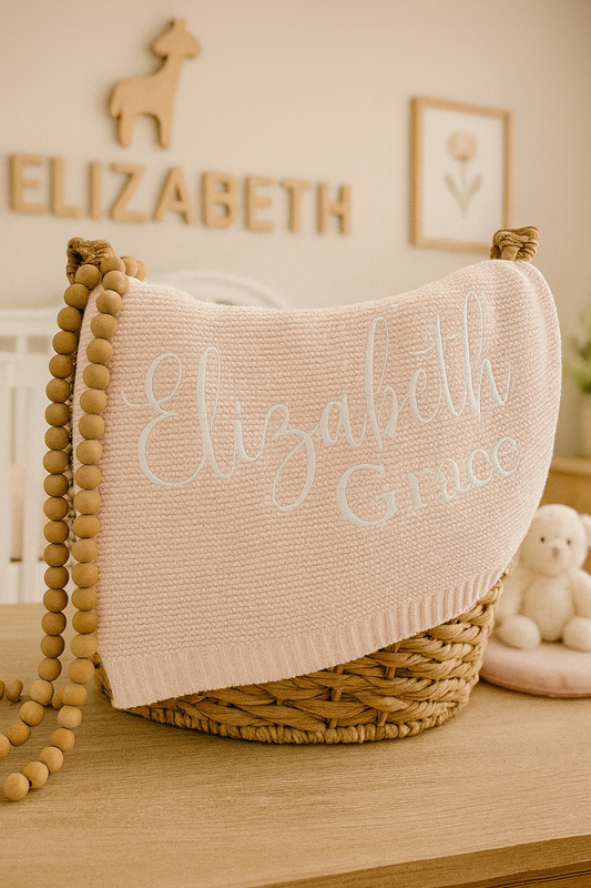 Embroidered Baby Blanket Two lines