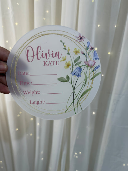 Acrylic Birth Announcement Sign
