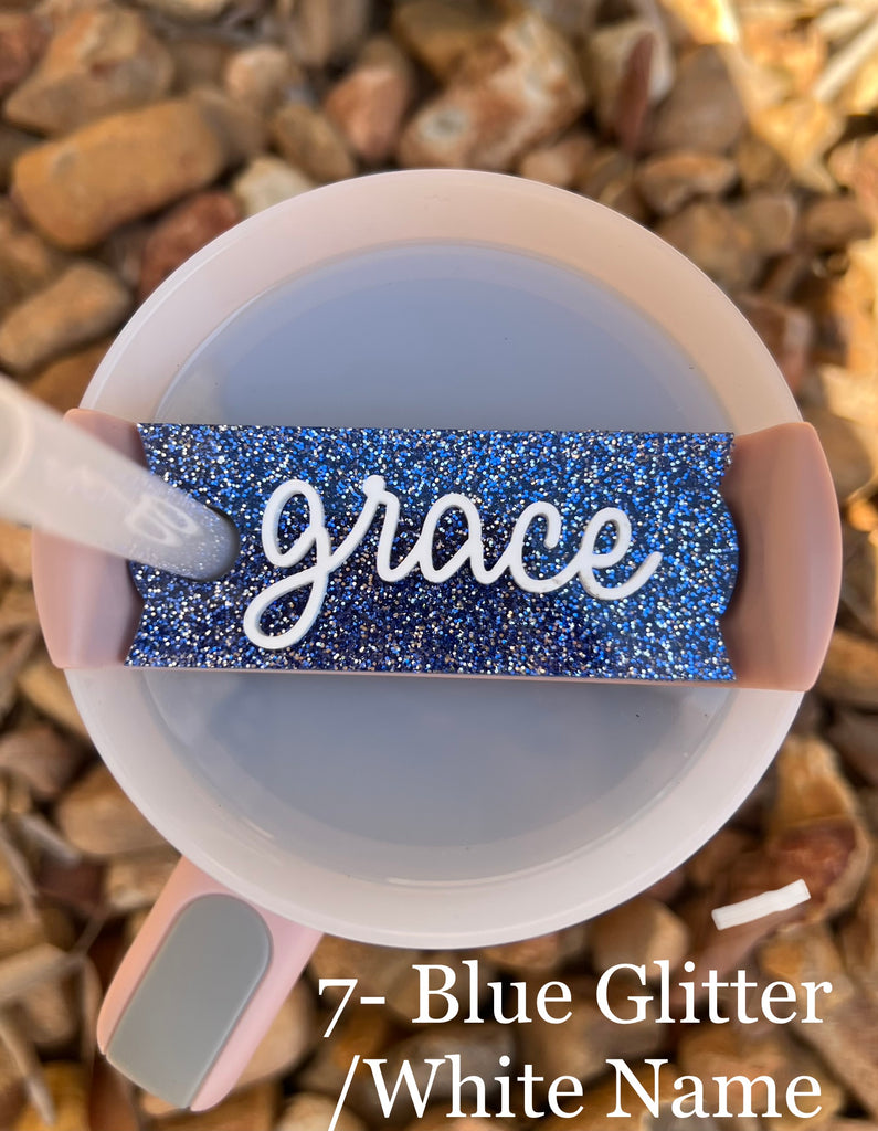 Personalized Acrylic Glitter Tumbler Name Tag For Tumbler Plate