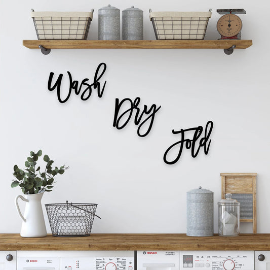 Wash Dry Fold wood sign